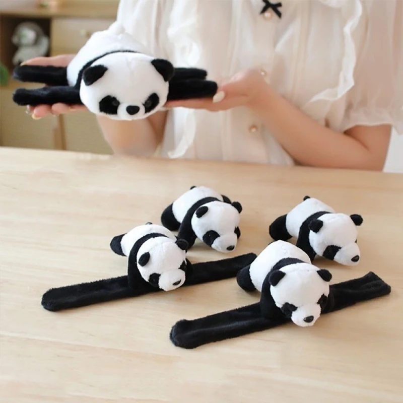 1 szt. Kawaii Zwierzęca Opaska na Nadgarstek z Zatrzaskiem Panda Pluszowy Pierścień na Rękę Opaska dla Dzieci Zabawki Urodzinowy Elegancki Prezent