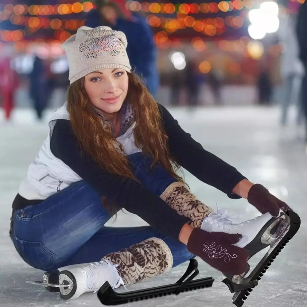 1 Pair Portable Non-Slip Ice Blade Protector Adjustable Wear-Resistant Shoes Ice Skate Covers Protector Sleeve Ice Blade Sleeve