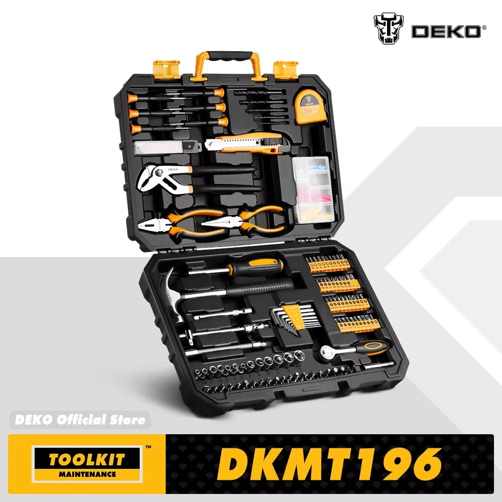 

DEKO Home DIY Tool Kit Car Repair 196 pieces Combination Tool Kit Manual Tool Kit with Plastic Tool Kit Screwdriver Hammer