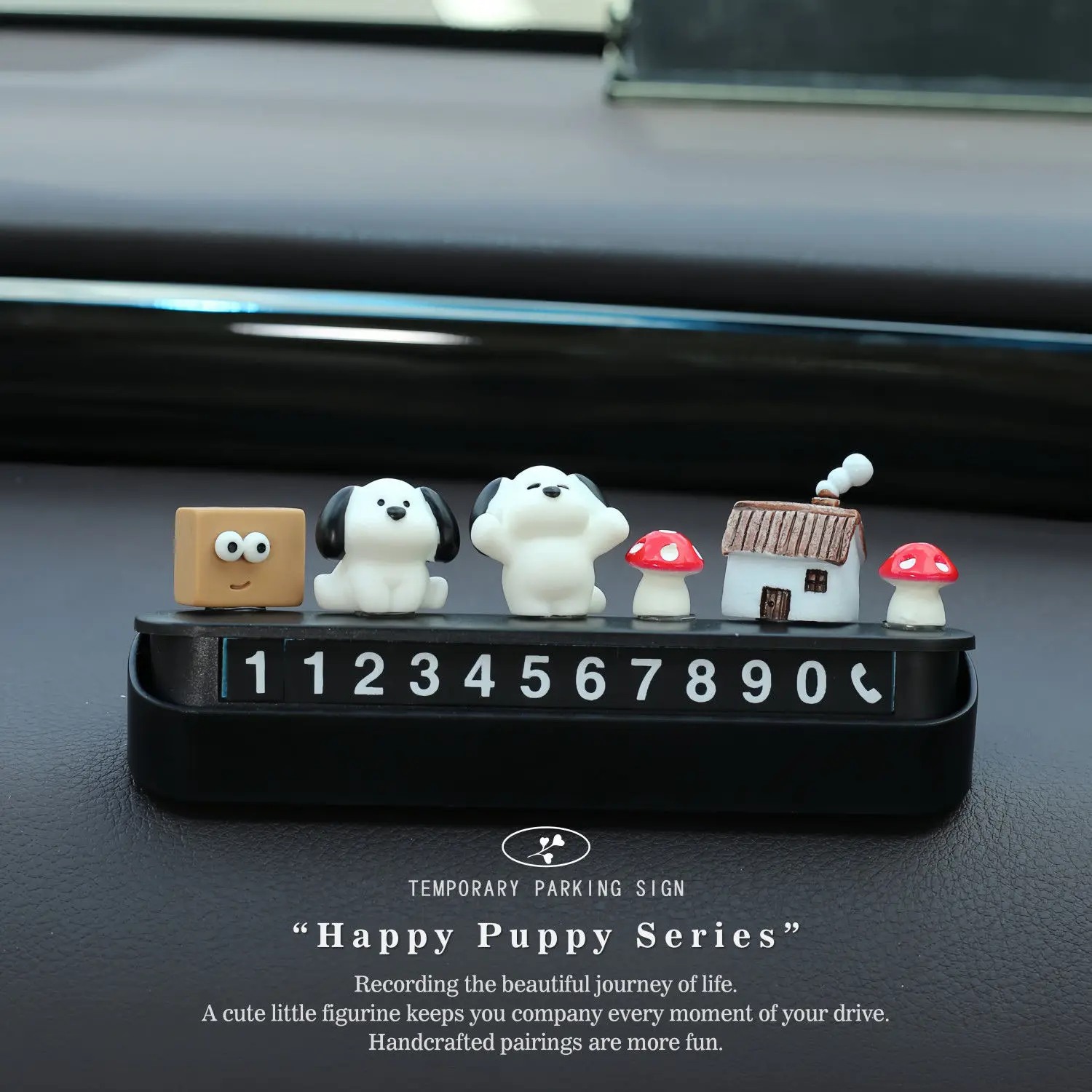 New Cute Puppy Temporary Parking Sign Hidden Number Plate Car Dashboard Decor
