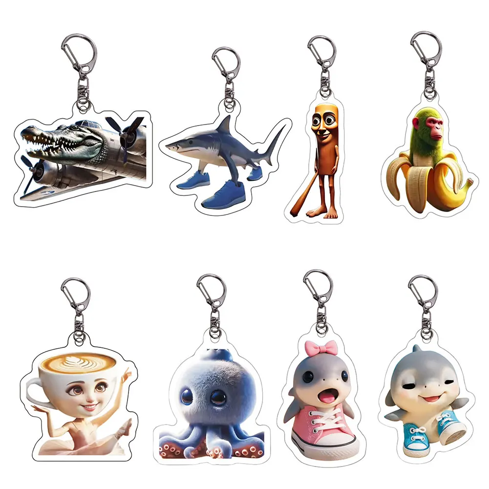 TungTungTung Sahur Tralalelo Tralala Statue Decor Funny Italian Brainrot Animals Keychains For Accessories Funny Sigma Skibidi