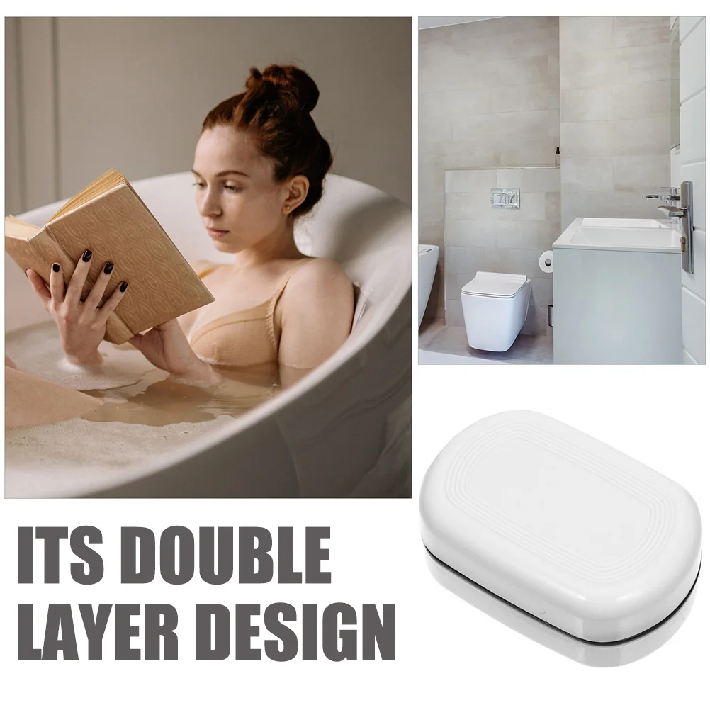 

2pcs Double Draining Soap Box Pp Material Leak-Proof Lid For Travel Camping Bathroom Household Portable Soap Holder