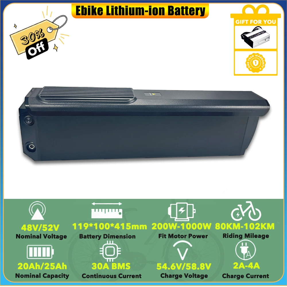 

Yoto Lion Max Family Cargo Ebike литиевый аккумулятор 48 В 20 Ач 25 Ач для Freesky Warrior Pro M-530 двухмоторный вездеходный велосипед