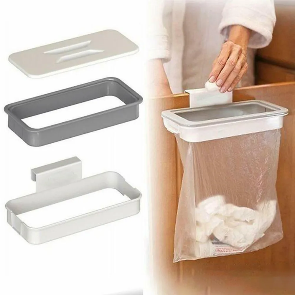 Removable Trash Bag Holder Hanging Bag Holder Over The Cabinet Cupboard Home Kitchen Waste Bin Trash Bag Rack