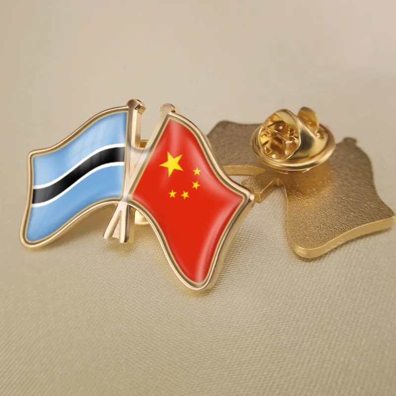 Botswana and China Flag Lapel Pins South Africa United Kingdom India, Namibia United States European Union Flag Cross Brooch - view 3