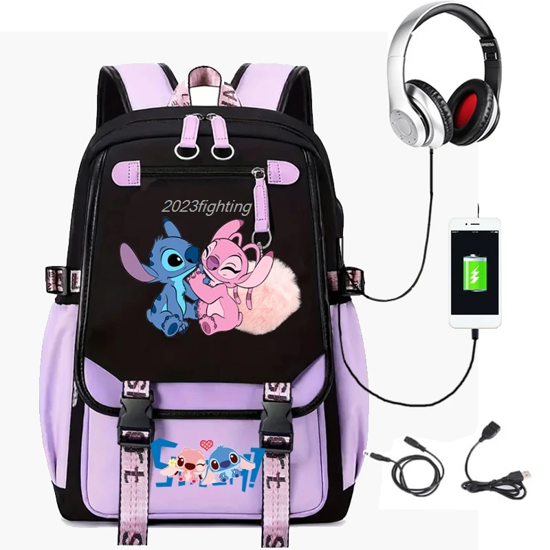 Mochilas de punto encantadoras, Mochilas escolares ligeras con retales USB para ordenador portátil y adolescentes, Mochilas de viaje con dibujos de capacidad para mujeres y niñas