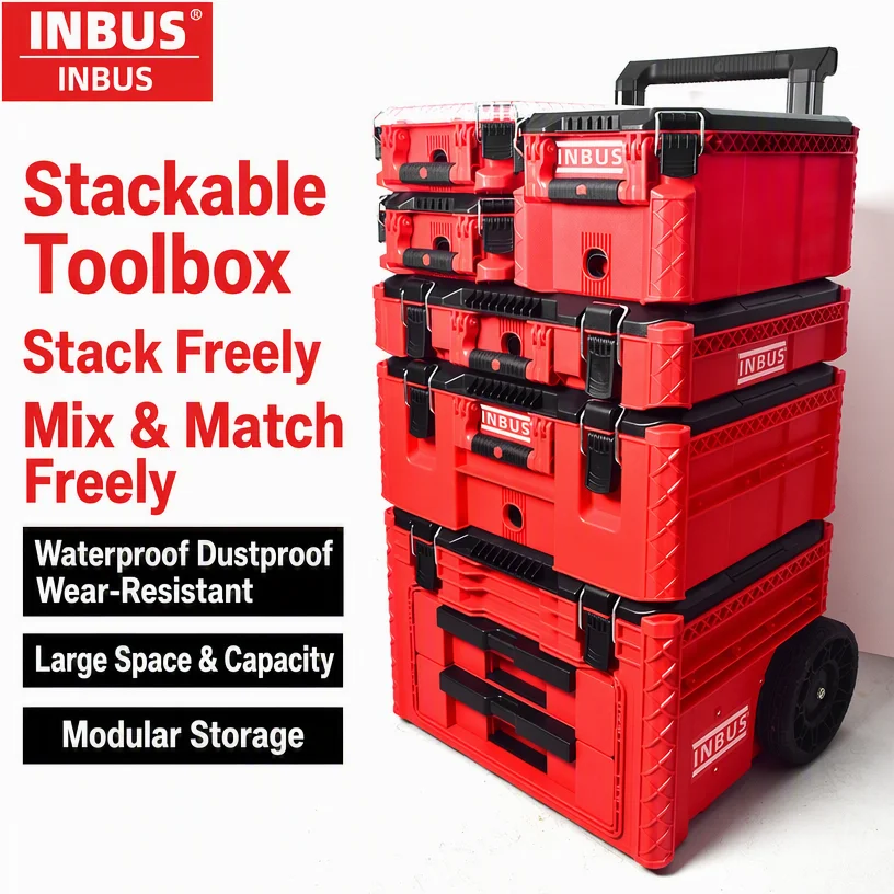 Stackable Rolling Tool Box with Wheels Compatible with Milwaukee 6 Layer Modular Tool Trolley Power Tool Storage