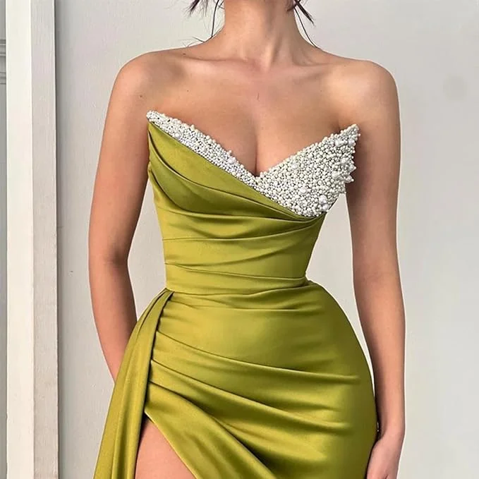 

Asymmetrical Dresses Strapless Backless Slim Sexy Trailing Wedding Dresses for Banquet Potluck Wedding Vacation Prom Party