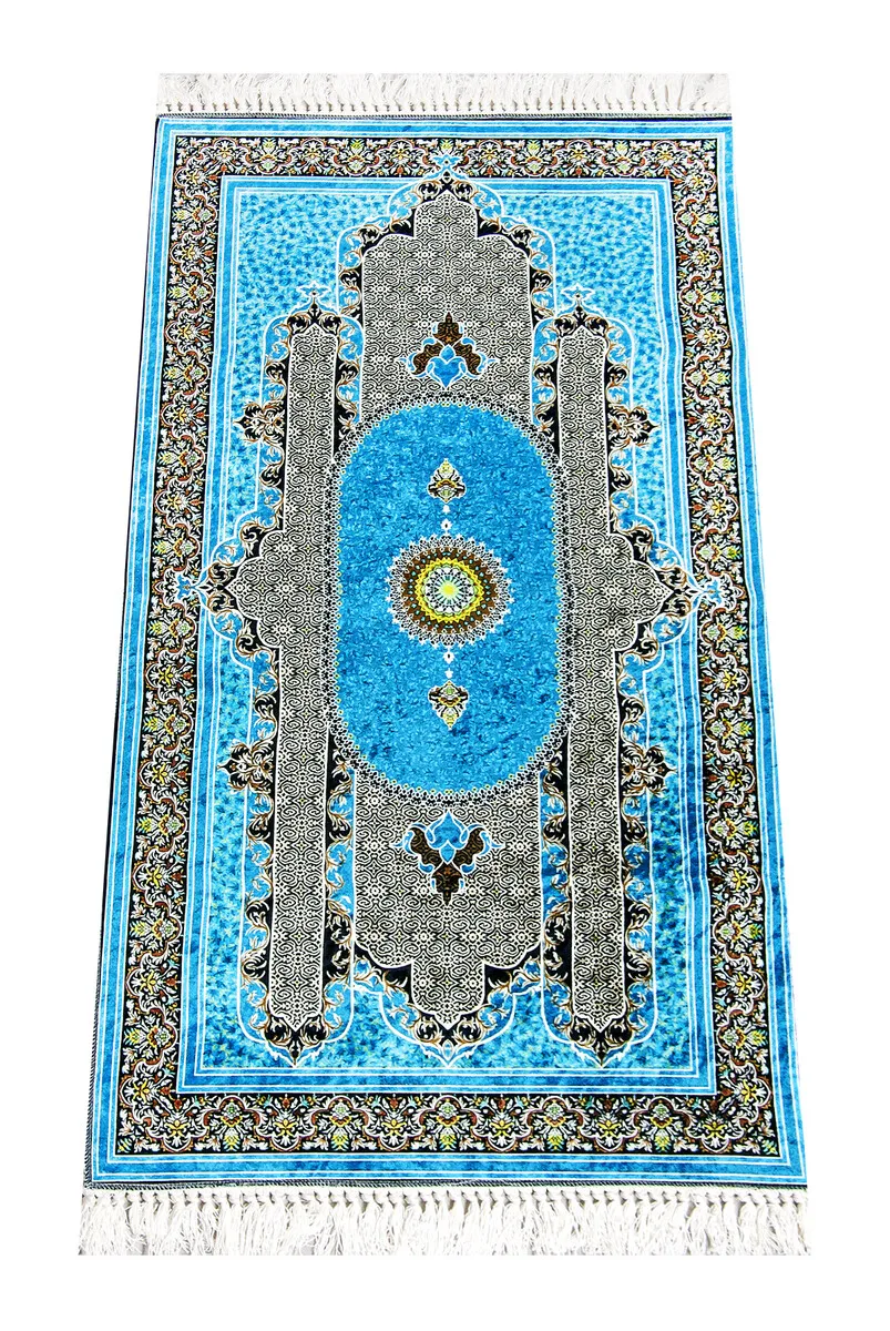 Digital Printed Sultan Series Prayer Mat Light Blue 9 Sheet of Muslim Islamic Prayer Mat Holy Quraan Islamic Mats