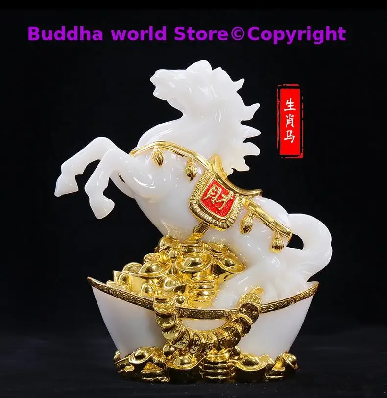 2025 Asia HOME office shop company business Prosperity GOOD luck Success gold-plating Fortune horse FENG SHUI talisman statue