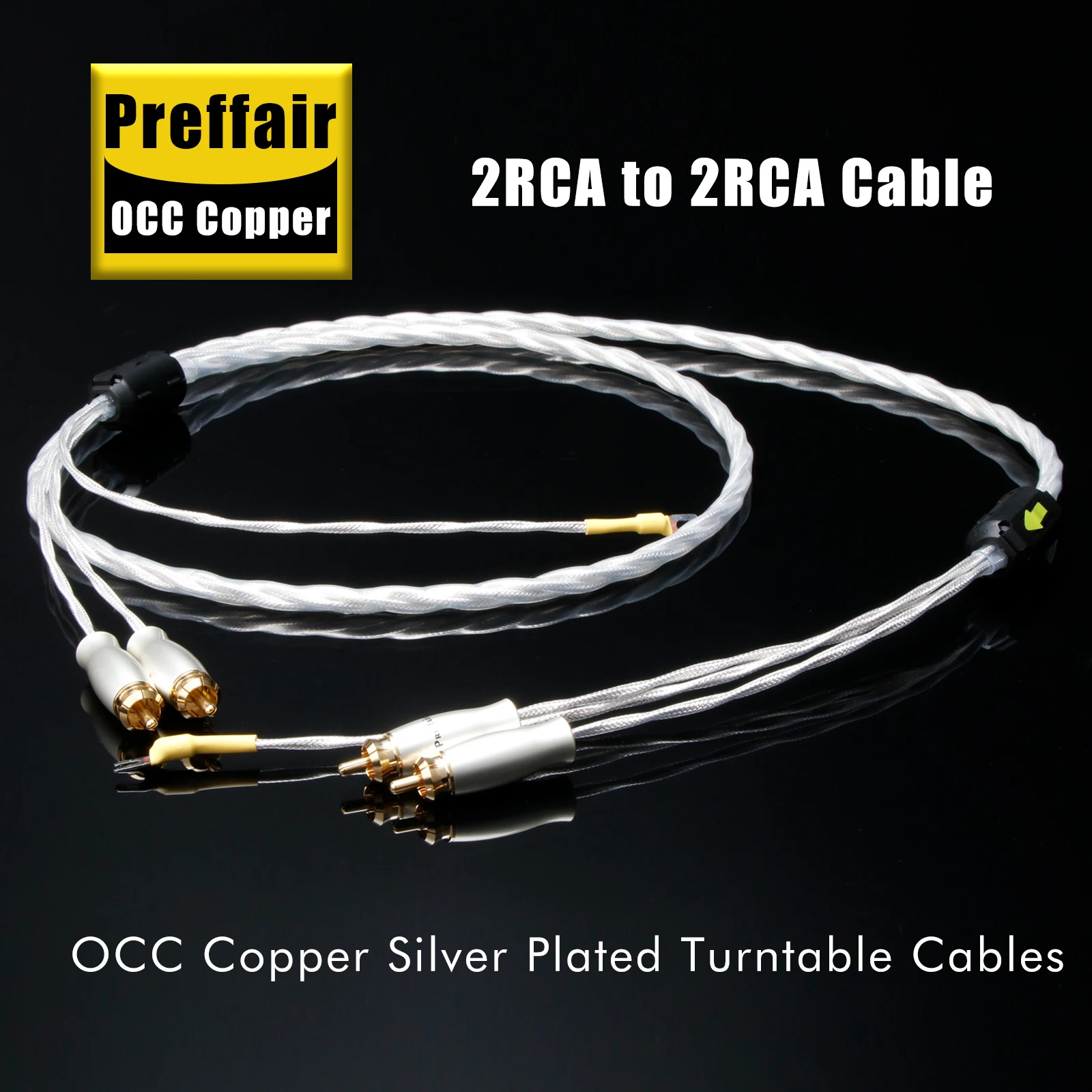 LP Vinyl Record Player Cable Signal Line 7N OCC Copper Silver-Plated Audio Line Singing With Ground Wire Noise Reduction