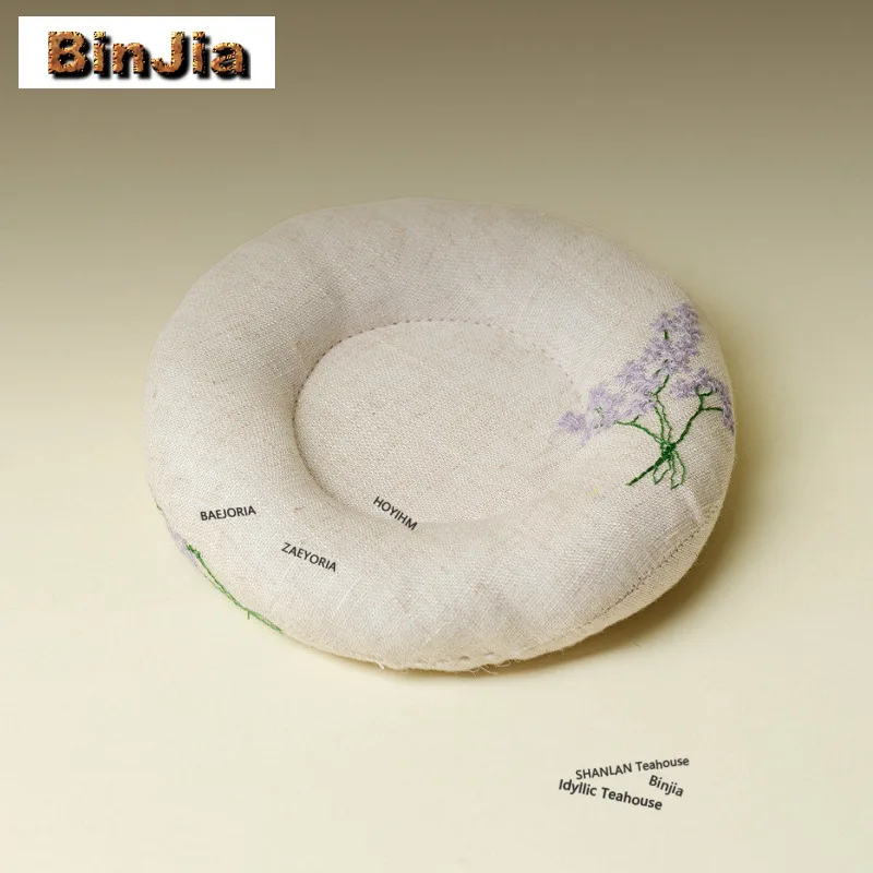 

Подставки под чашки из хлопка и льна с вышивкой в виде сиреневых цветов, винтажные термостойкие подставки для кофейных чашек, термоизоляционные подставки-салфетки, основания для чайных чашек