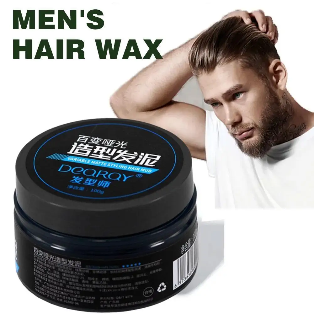 Hair Wax Mud for Men Fluffy Refreshing Non-Greasy Pomade Hairstyle Styling Long-Lasting Strong Hold Matte Stereo Modeling Wax