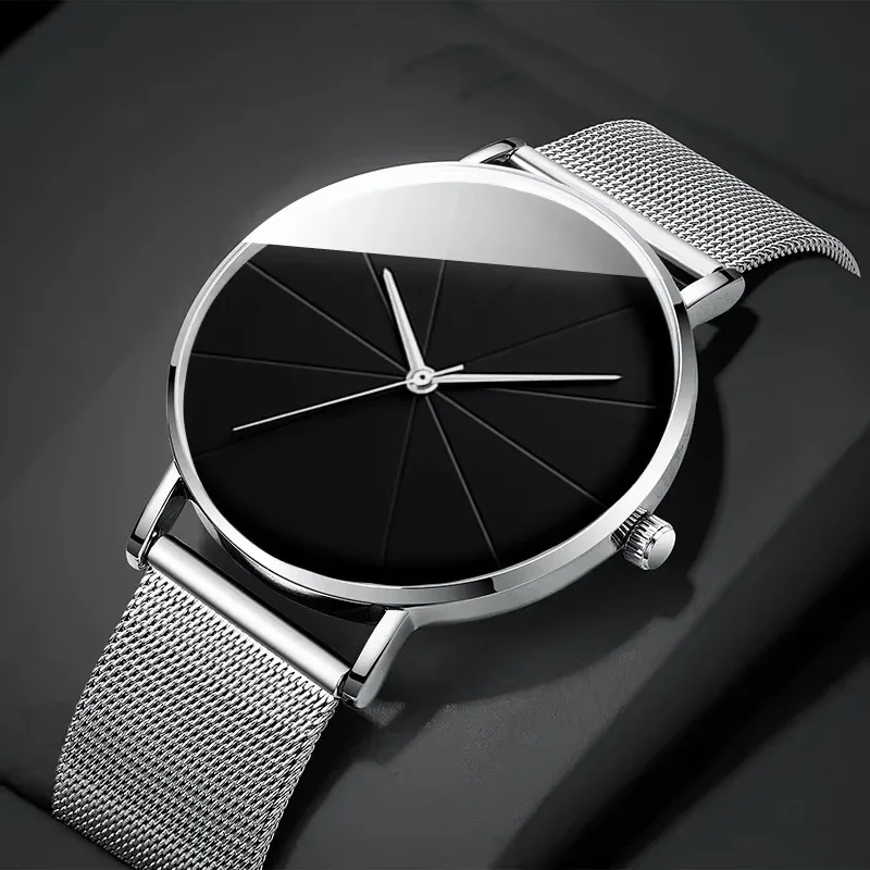 Orologi da uomo di moda minimalista Orologio da uomo d'affari di lusso Orologio da polso al quarzo con cintura in maglia di lega ultra sottile Relogio Masculino