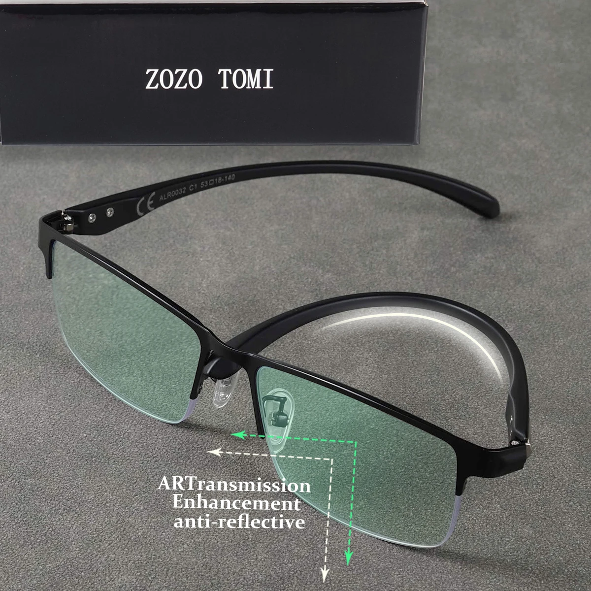 Halbrahmen-Lesebrille mit grüner Beschichtung, Lesebrille mit flexiblem Tr90-Rahmen, klare Sicht, Unisex.