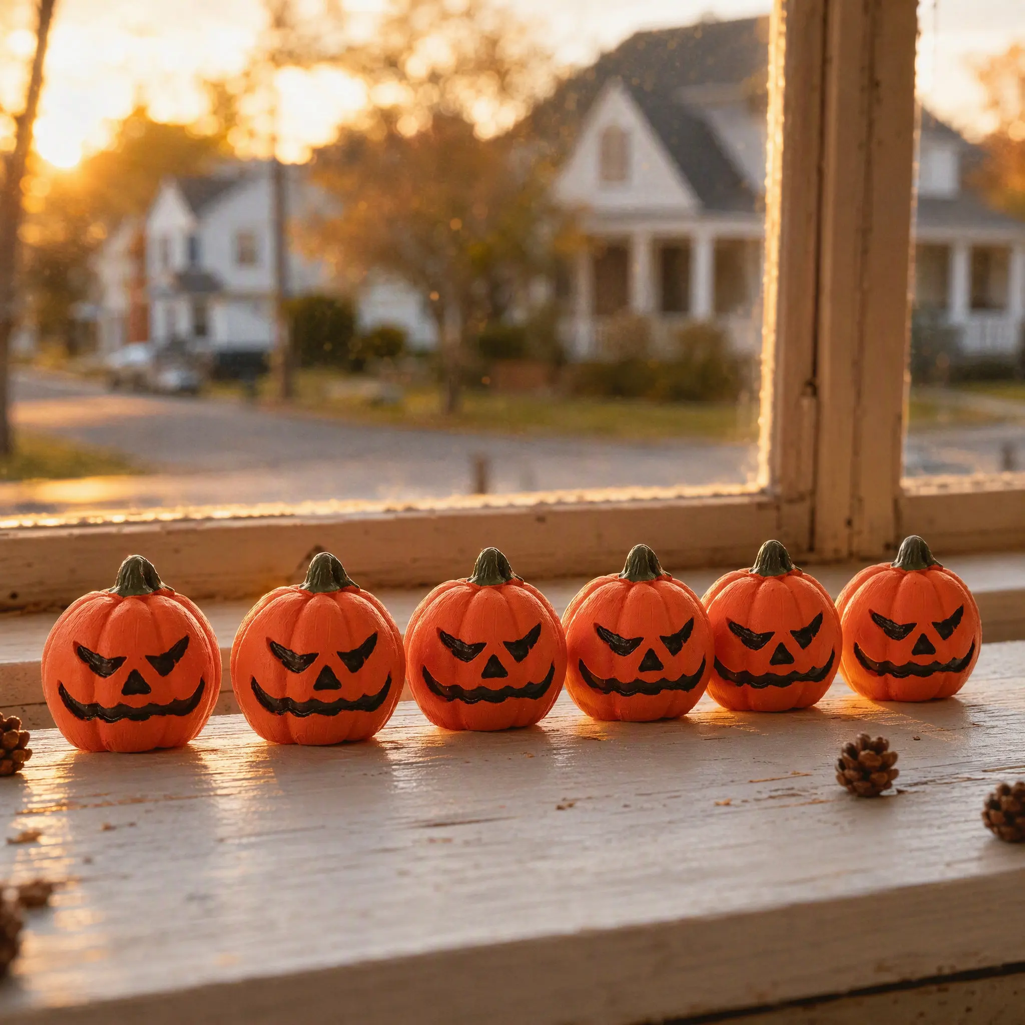 6Pcs Halloween Resin Pumpkin Miniatures Fine Detail Crafted for Desktop Adornment Micro Layout Scene Building Home Decor