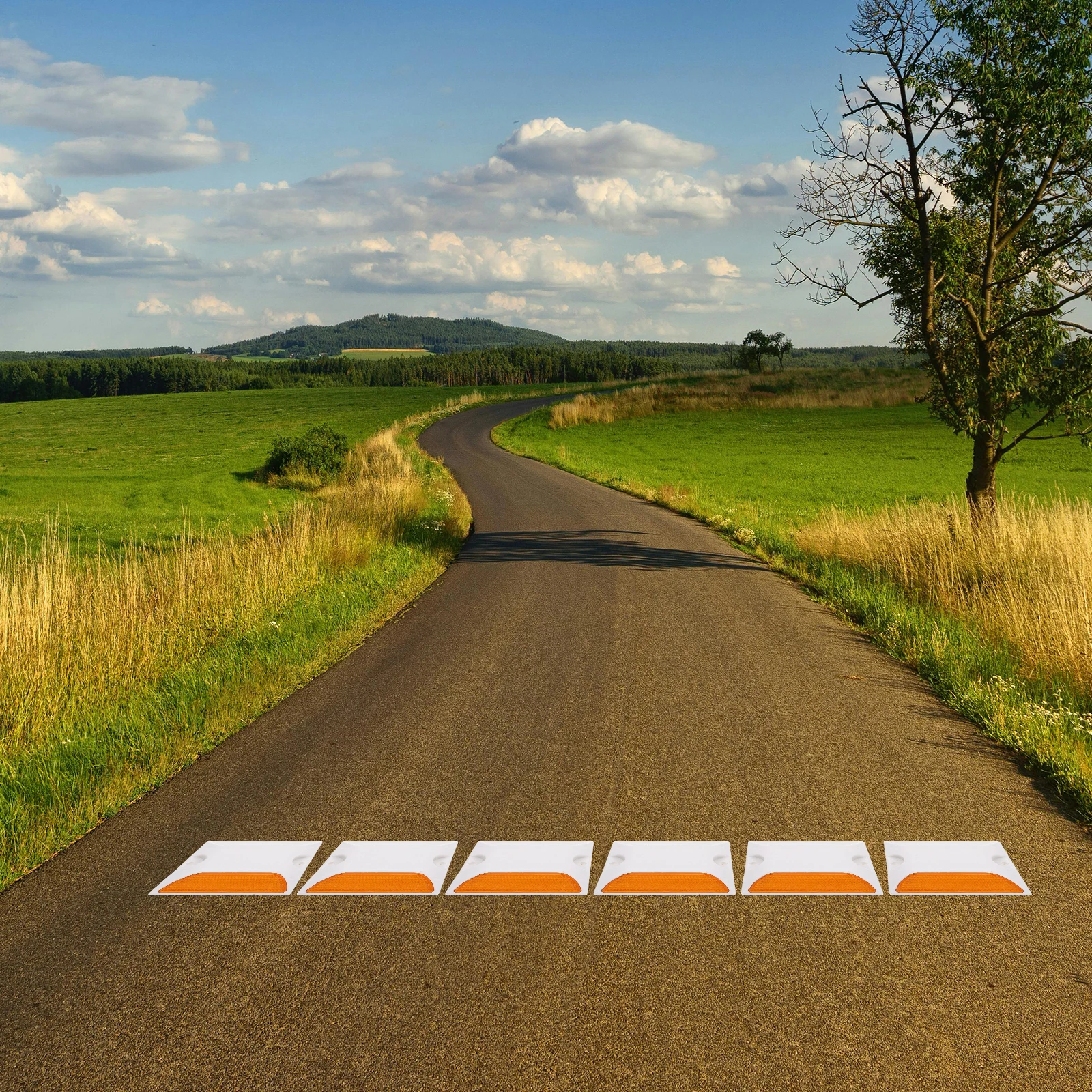 

2Pcs Reflective Road Studs Pavement Markers for Garage Parking Lot Driveway Highway Safety Night Visibility Enhancement