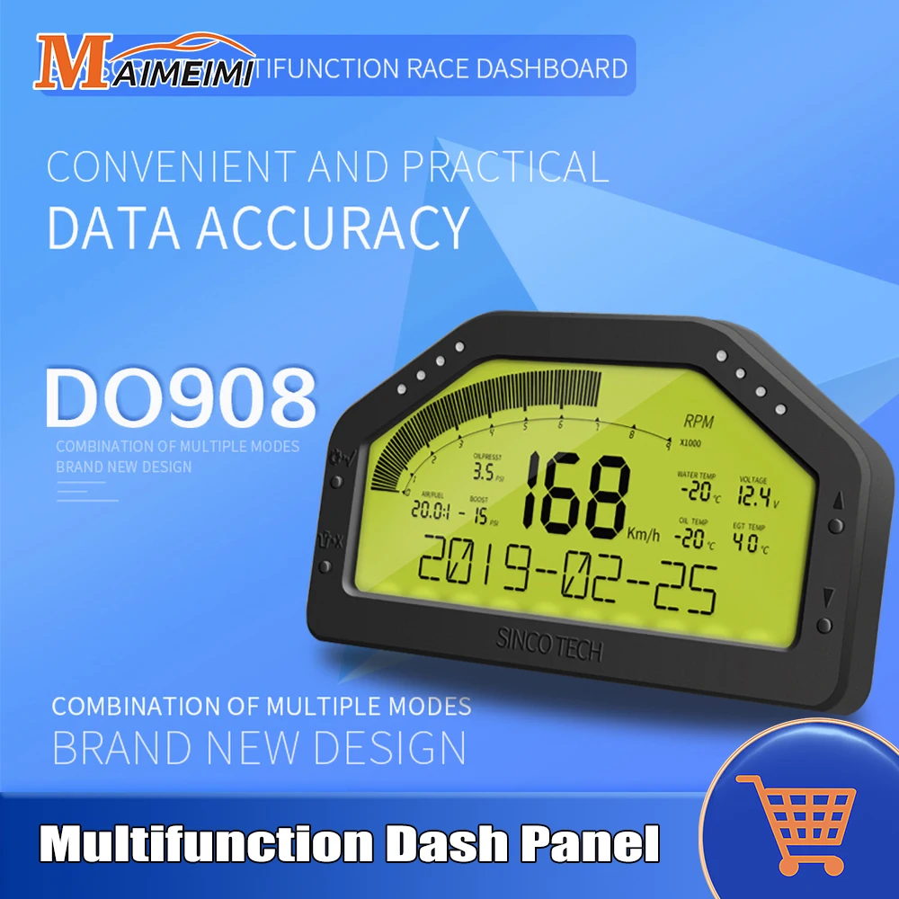 

9 in 1 Multi-Function Race Dash Panel Waterproof Dashboard Sensor Kit LCD Digital Car Dash Display Speed RPM Voltage Gauge DO908