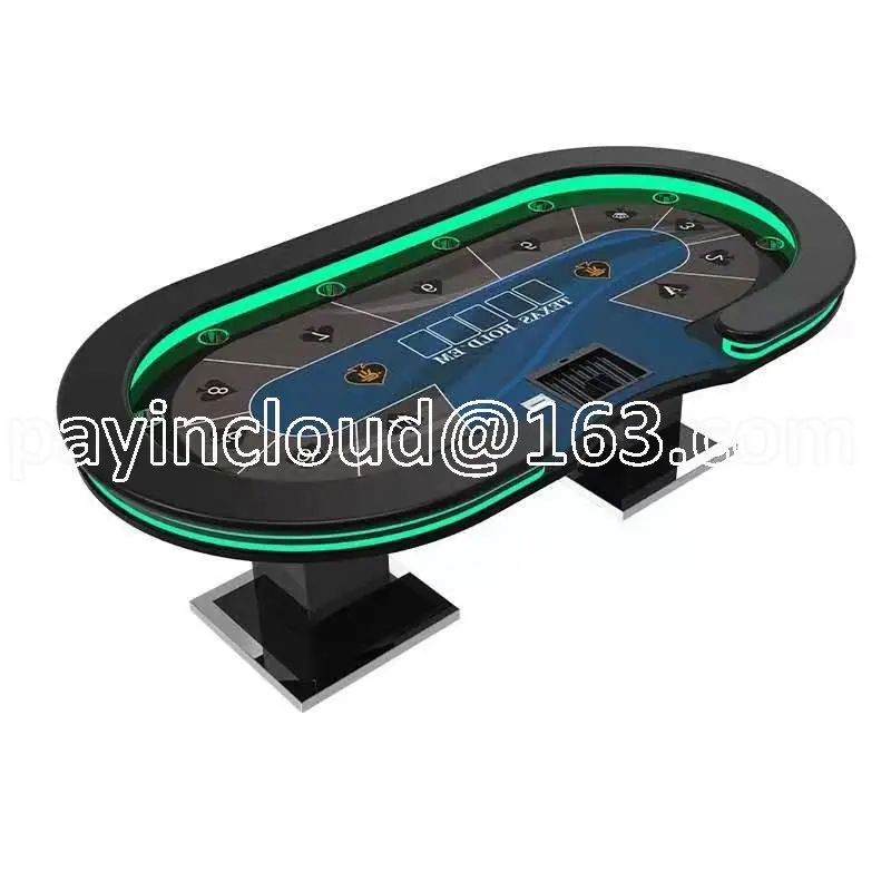 Poker Table with Remote Control LED Light Desktop Cloth Cushion Color Size Can Be Customized