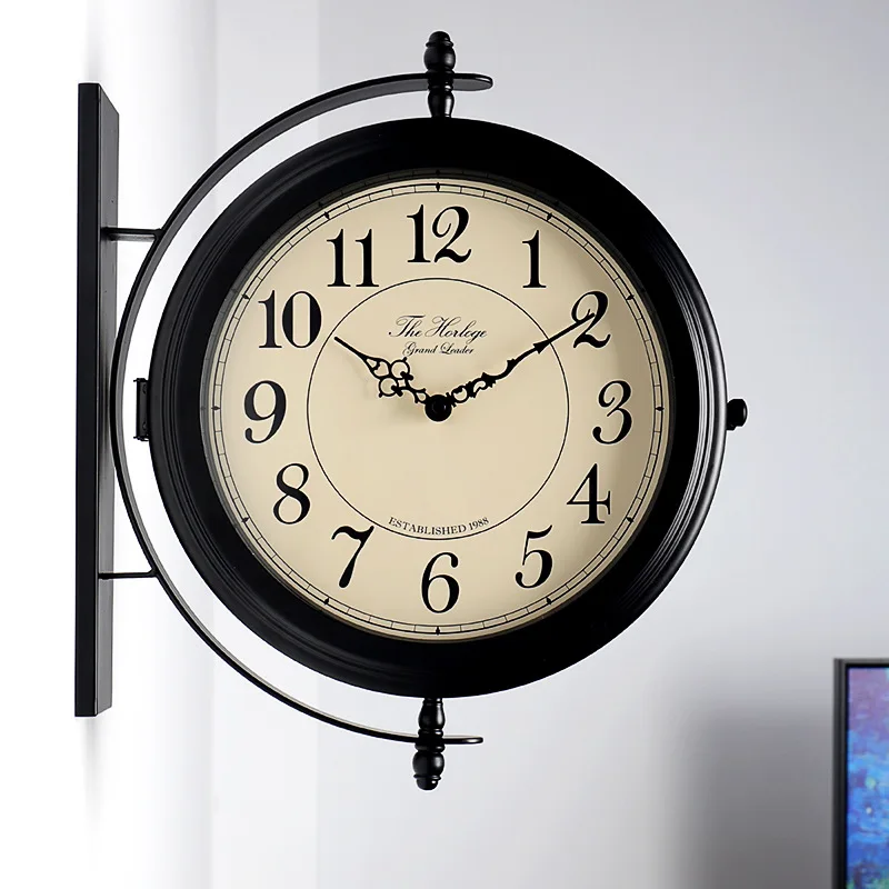 Double Digital Living Room Household Two Sided Metal Minimalist Wall Mounted Clock