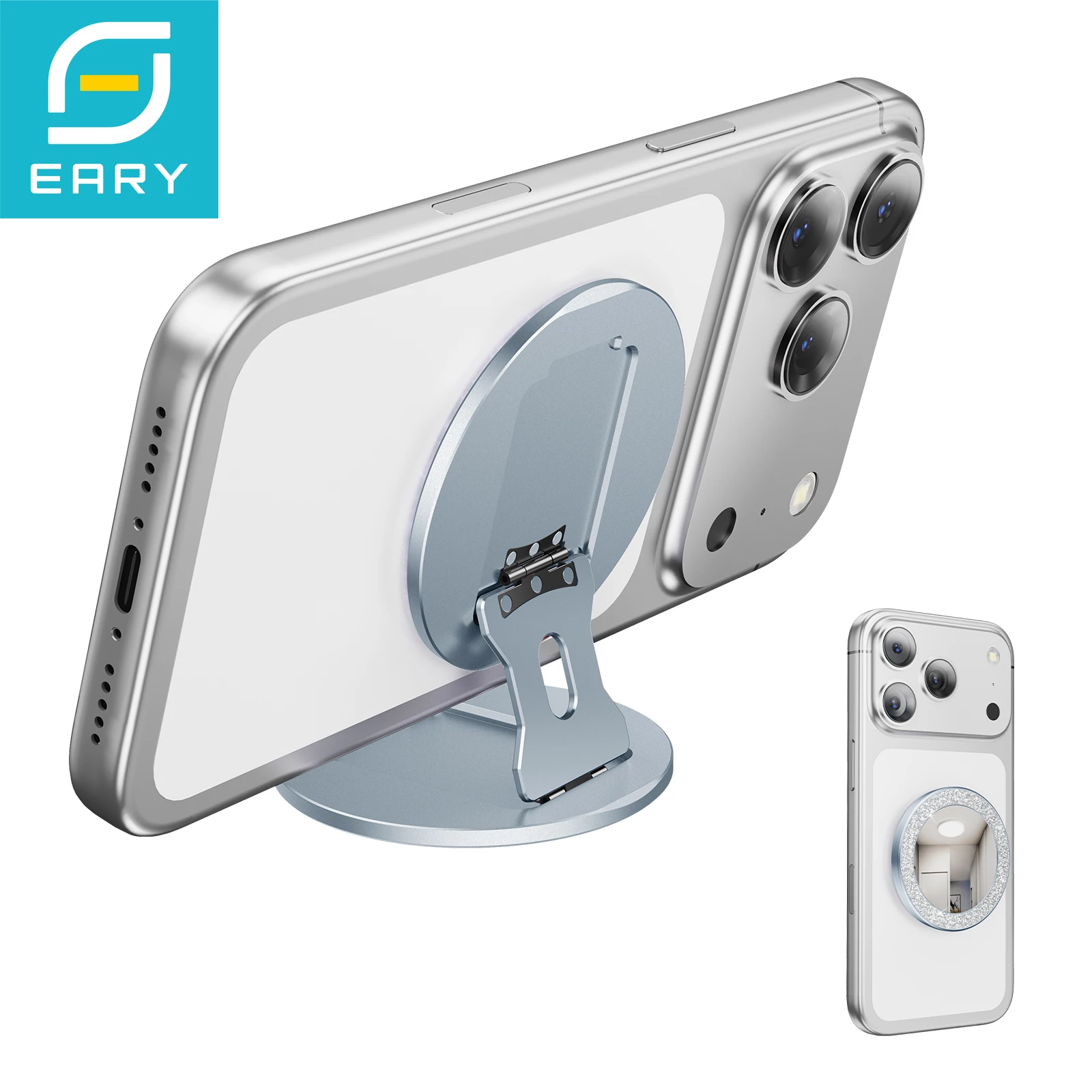 

Магнитный кольцевой держатель Eary для Magsafe с зеркальным углом, регулируемой подставкой для мобильного телефона, совместимой с iPhone 17 16 15