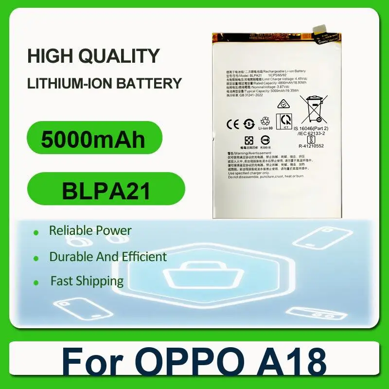 

Сменная батарея для мобильного телефона OPPO A18 BLPA21 5000 мАч