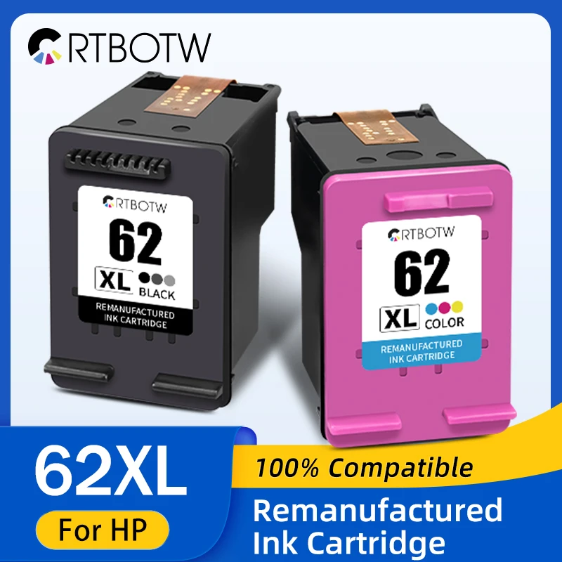 

Remanufactued 62XL Ink Cartridge For HP 62 XL HP62 Compatible Envy 5540 5640 7640 5646 5541 5740 5742 5745 200 250 Printer