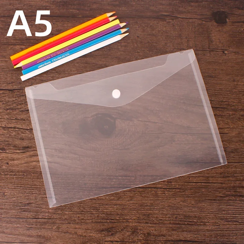 A5 Folder Bag 10Pcs Transparent Plastic Water Resistant File Holder File Paper Office Supplies Documents Sheet Protectors