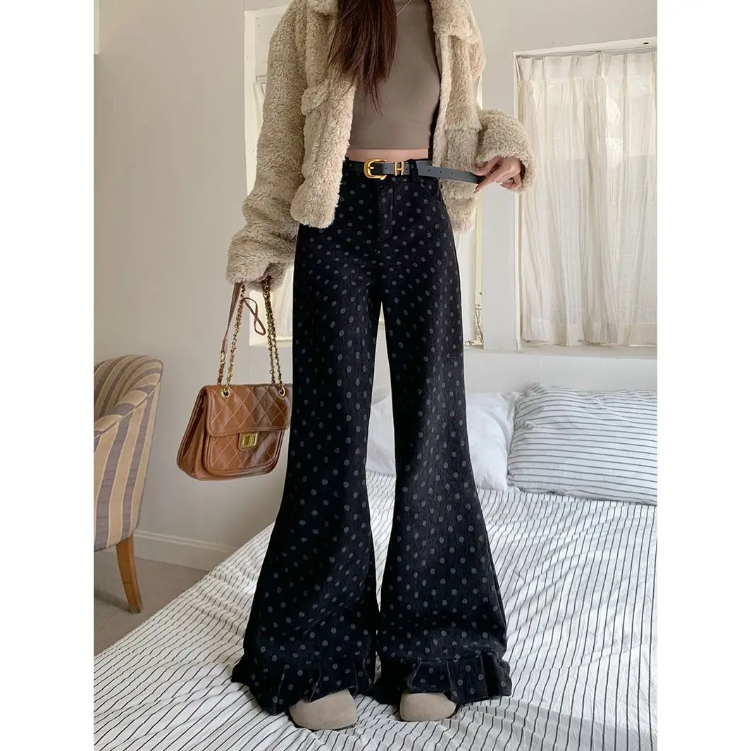 2025 Spring Casual Pants for Women High Waist Wide Leg Pants Drop Feel Pants