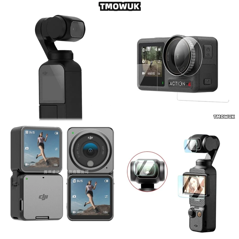 

For DJI Pocket 1 2 Osmo Pocket 3 Action 2 4 Pro - Dust - Resistant Tempered Glass Screen Protector With Lens Cap