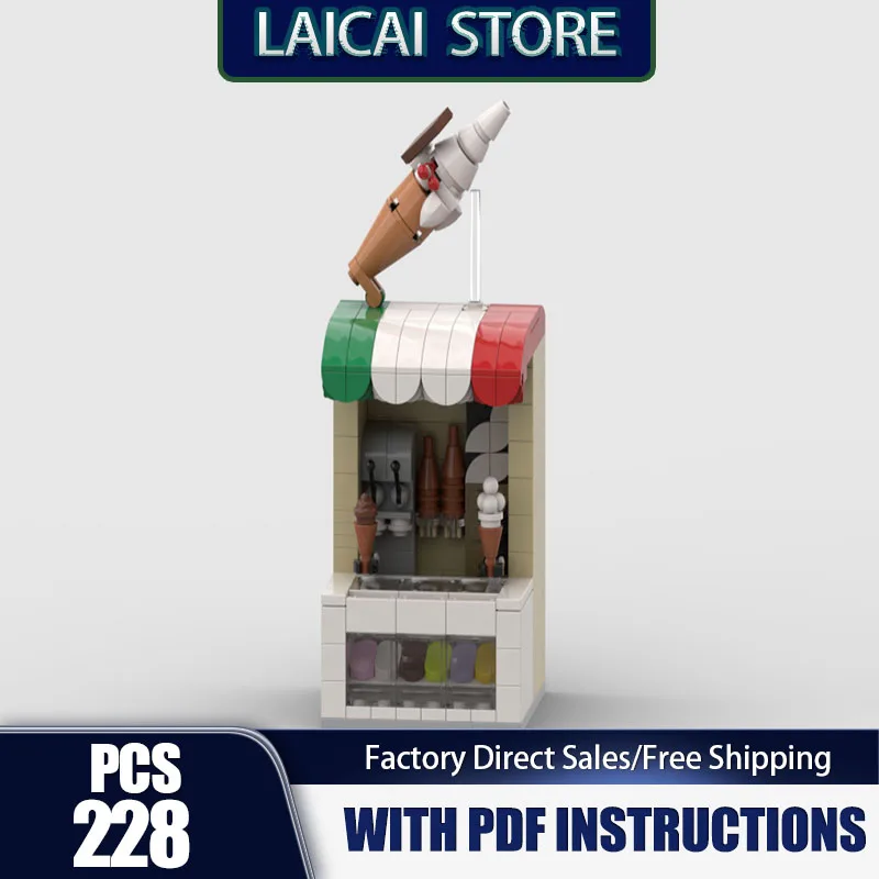 Cidade modular edifício moc tijolos de construção gelato loja 8x8 modelo tecnologia blocos modulares presentes brinquedos natal diy conjuntos montagem