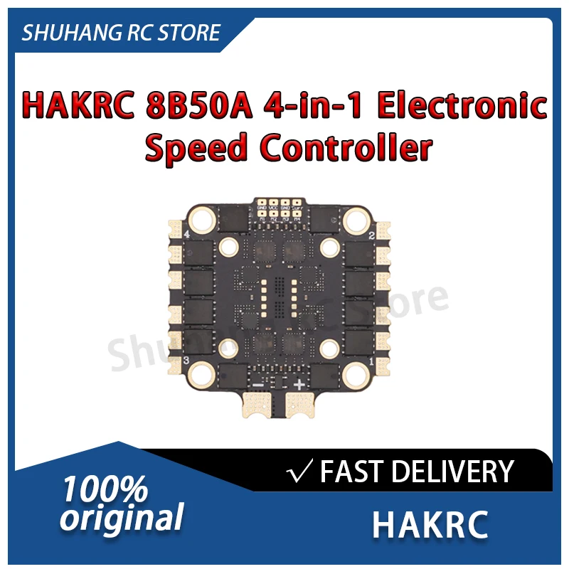 

HAKRC 8B50A 4-in-1 ESC 2-6S 50A Continuous Low-Noise PWM Active Freewheeling Damped Light Regen Braking for Racing FPV Drones