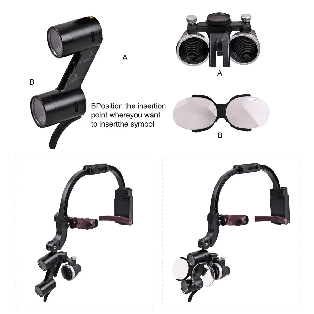 SYJH With 2 Filters 5W Surgical Head Light 2.5X 3.5X Magnifying Glasses Double Battery Dental Binocular Loupe Surgical Headlamp