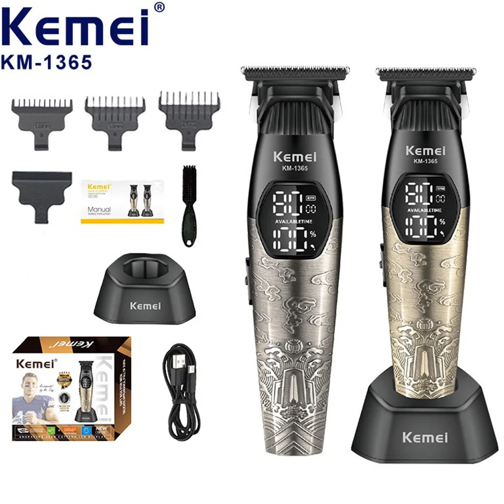 kemei-1365-プロ仕様-t字刃バリカン-ゼロギャップトリマー-コードレス-メンズヘア＆ヒゲクリッパー-エッジャー-ライナー仕上げ-ヘアカットマシン