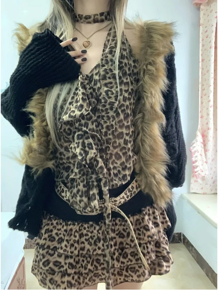 Pure Desire Sle Top con stampa leopardata ter Ne Svel con gonna torta ortod Hot Girl Summer New Arrival Faion Set