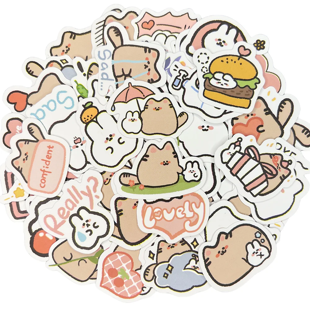 Lot de 10/30/60 Pièces d'Autocollants Imperméables en Forme de Lapin, Stickers Décoratifs pour Bagages, Tasse, Ordinateur Portable, Téléphone, Skateboard, Scrapbooking