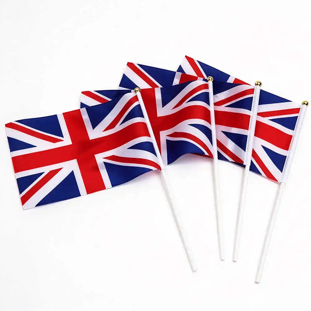 10 Pack British Flag UK Union Jack 14x21cm Mini Stick Hand Waving National United Kingdom Flags Decoration Parades Sports