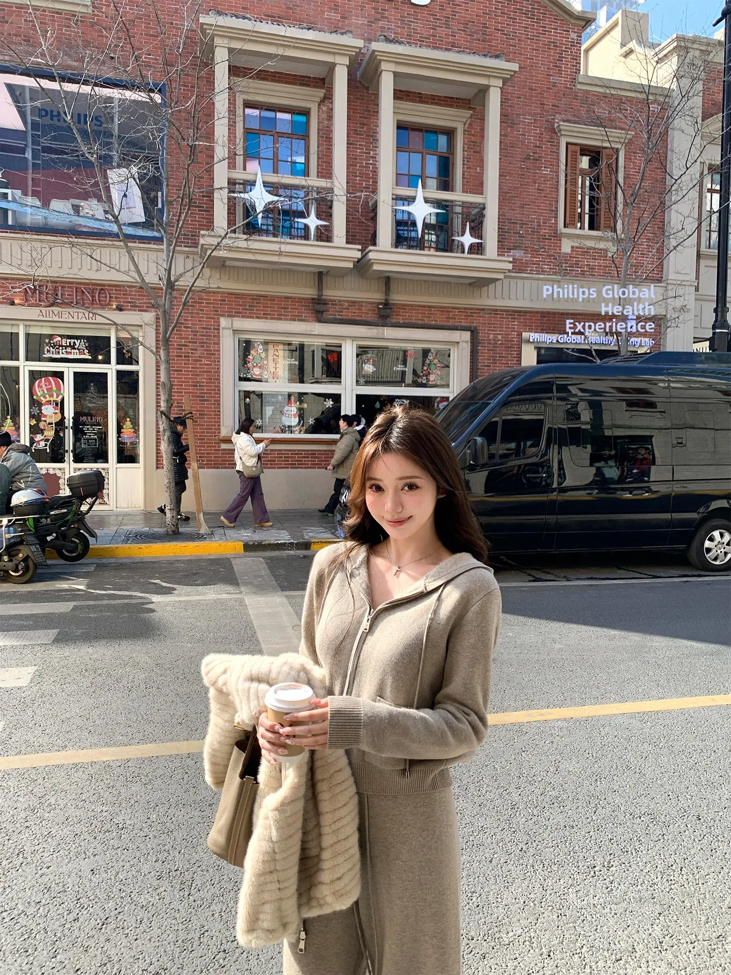 

NNS Chen Jiamin Leisure Knitted Fleece Lined Hooded Cardigan And Pants Set Women's Winter Fashion Two Piece Suit Clean Fit