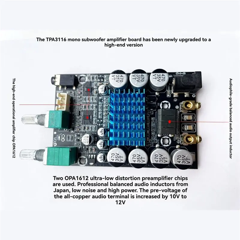 AA08-TPA3116 مضخم الصوت مضخم رقمي مجلس 120 واط أحادية الطاقة أمبير الصوت وحدة تضخيم الصوت DC9-24V المدخلات #3