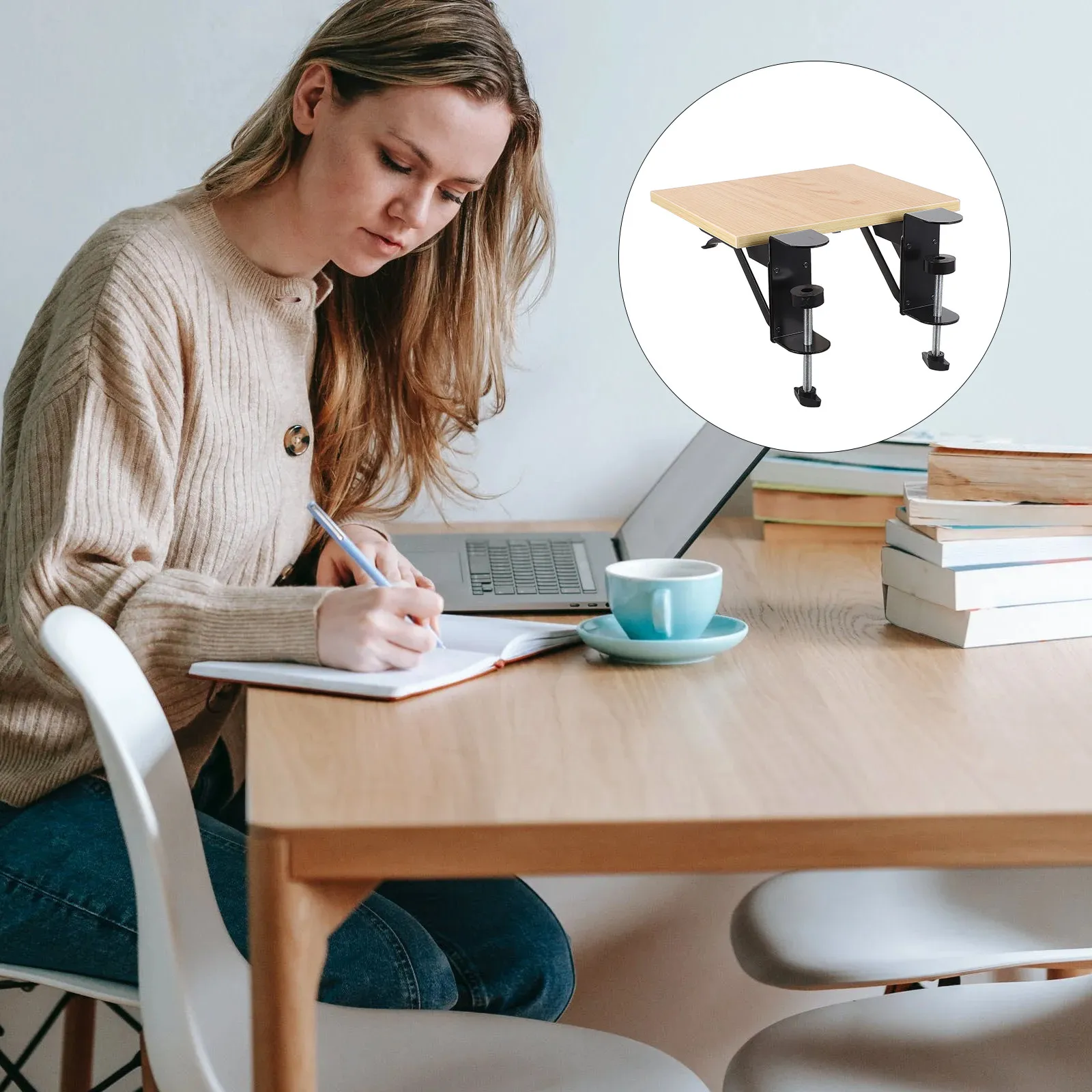 Foldable Computer Hand Bracket with Mouse Pad Wood ABS Alloy Wrist Support for Desk Ergonomic Arm Elbow Support Frame Desktop