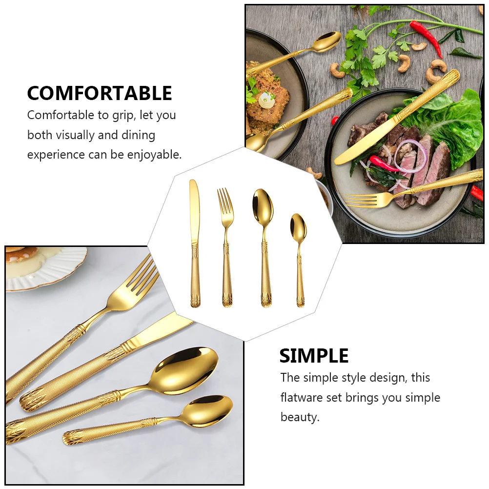 

1Set Stainless Steel Flatware Spoon Fork Cutter Practical Home Dinnerware Set Household Flatware Fork Spoon Cutter Kit