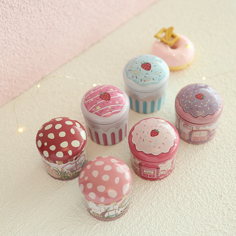 Drum-Shaped Candy Cookie Wedding Packaging Tin Box Small Metal Tea Storage Box