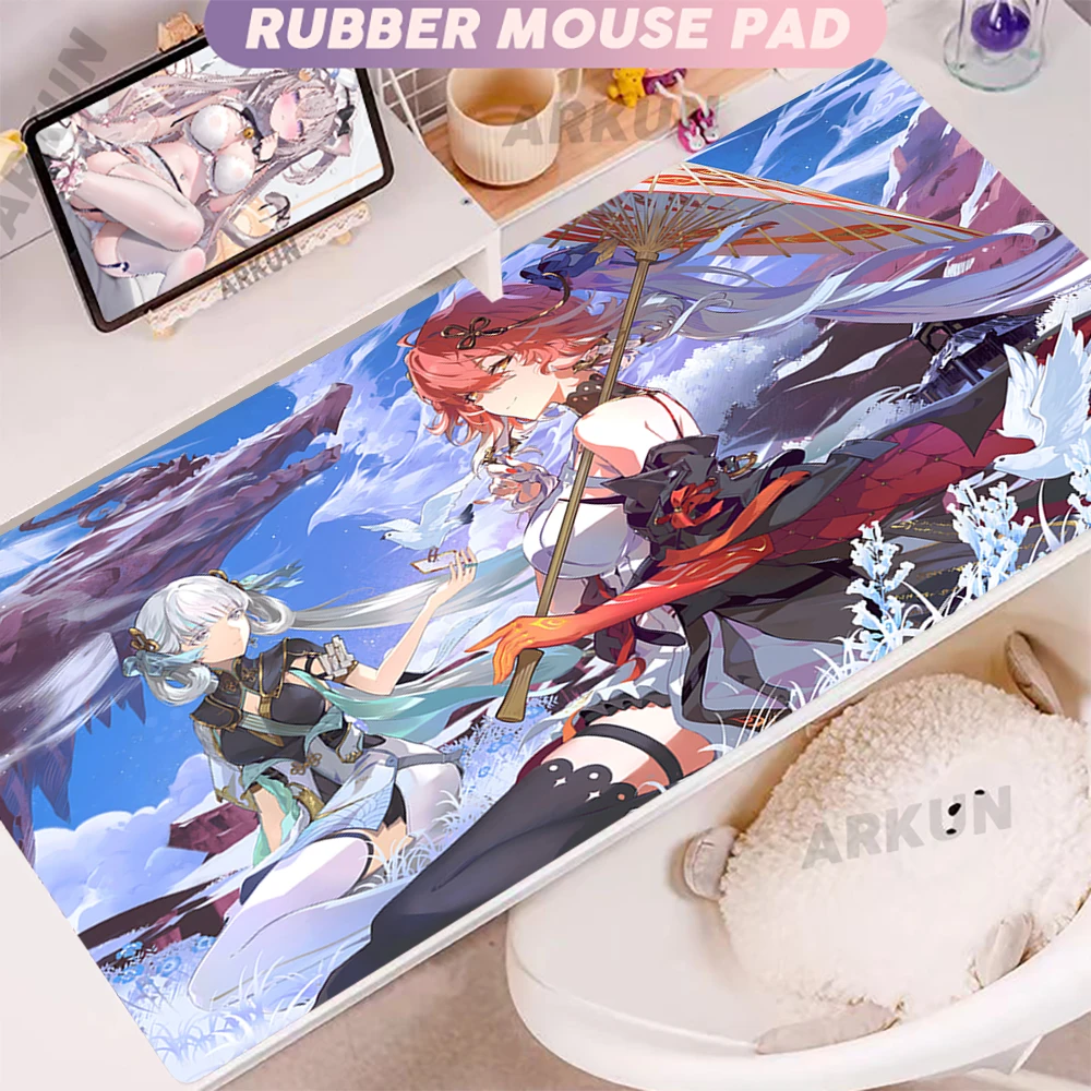 Imagem -03 - Tapete de Mesa de Borracha Antiderrapante Mouse Pad Kawaii Changli Ondas Grandes do Jogo Grande Gamer Pad Teclado de Mesa 100x500 Quente