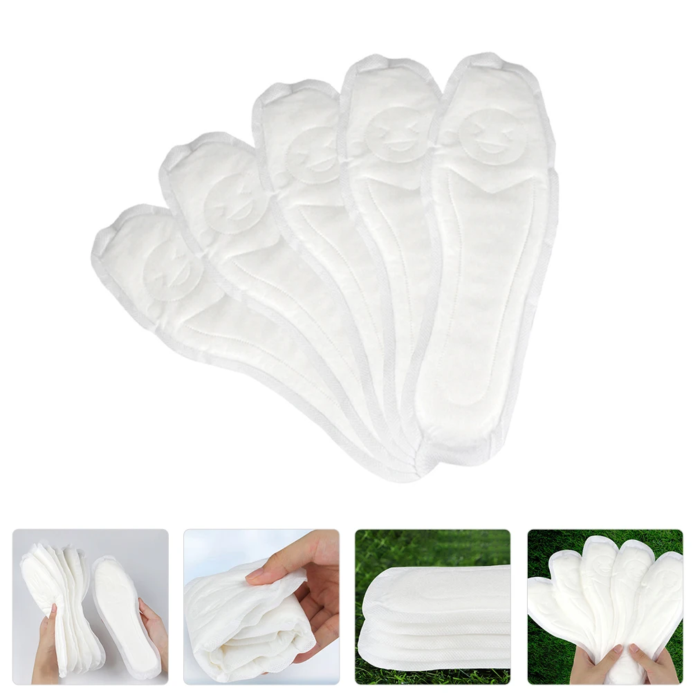 

Cotton Core Insoles 10 Pairs Sweat Absorbing Refreshing Pain Relief No Cut Needed Shoe Pads Disposable Sanitary Cloud