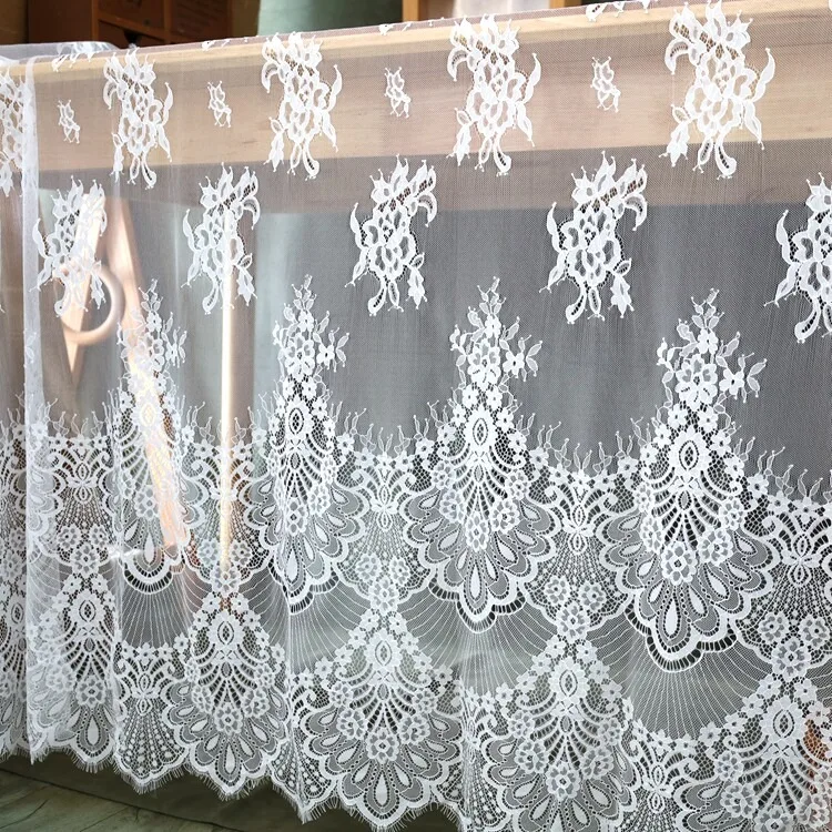 300CMX150cm Width Exquisite Black and White Lace Fabric, DIY Dress, Curtain Decoration, Wedding Decoration Accessories