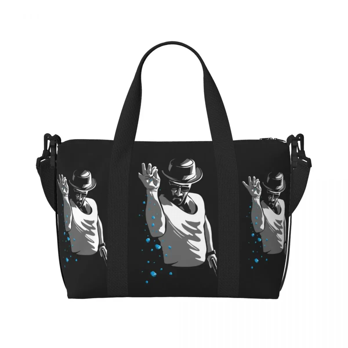 Custom Large Funny Walter White Tote Bag for Women Breaking Bad Heisenberg Tv Show Shoulder Shopping Gym Beach Travel Bag