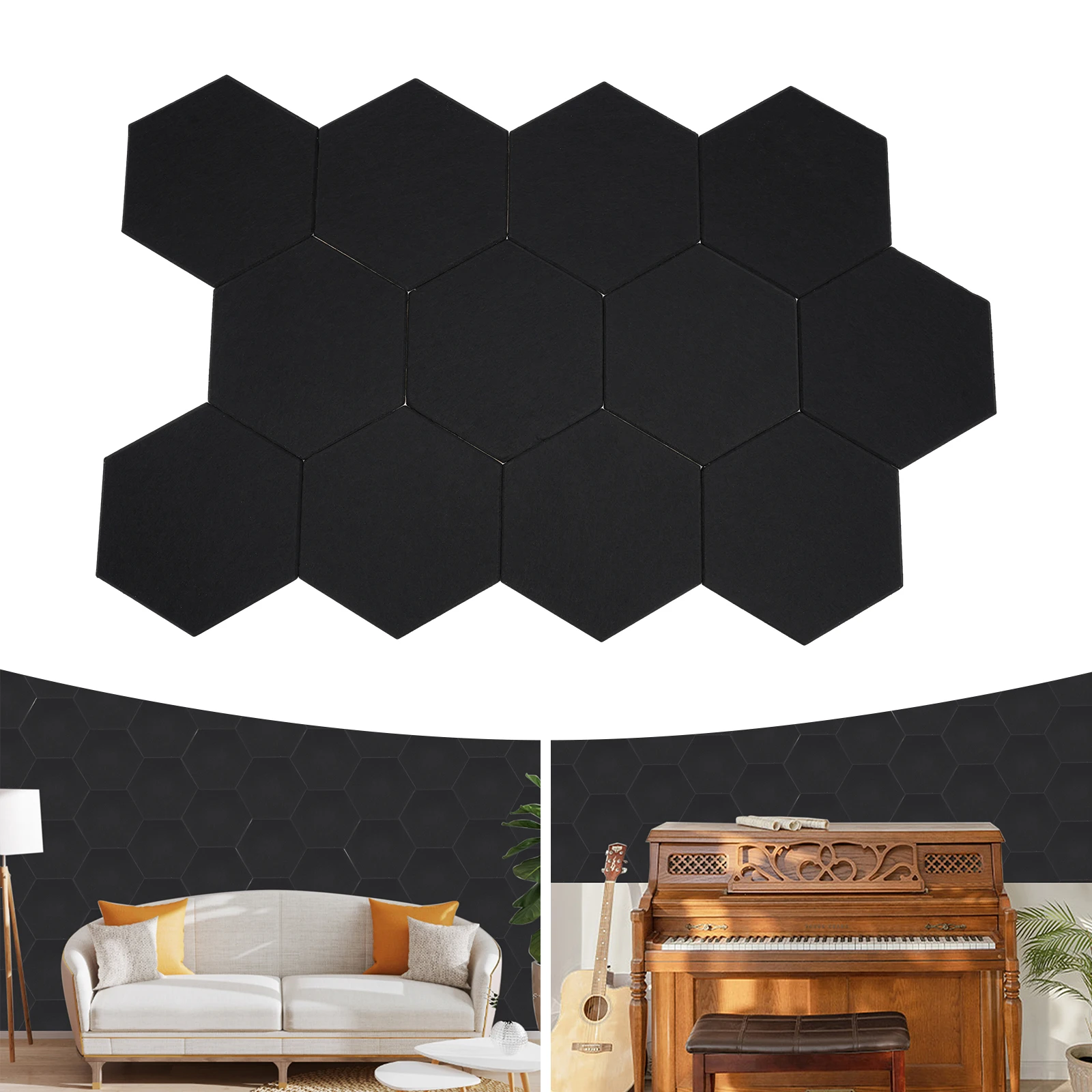 Zwart 12-delig akoestisch bord Geluidsisolatiemuur met hoge dichtheid voor wanddecoratie en akoestische behandeling