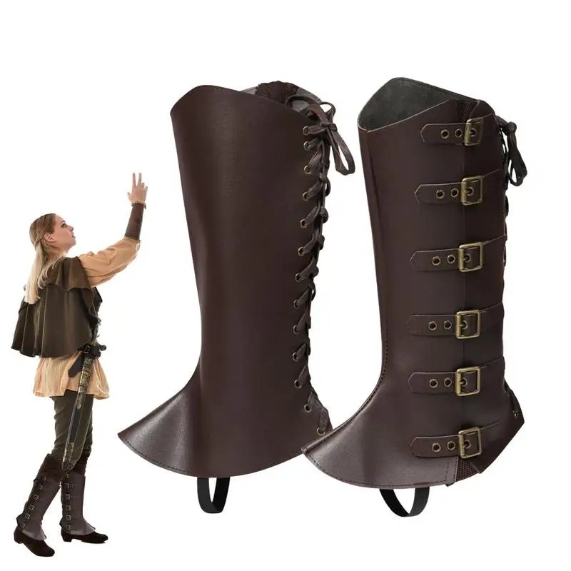 

Medieval Boot Covers Medieval Leg Covers Costume Accessory In PU Leather Novelty Adult Pirate Boot Covers For Halloween Cosplay