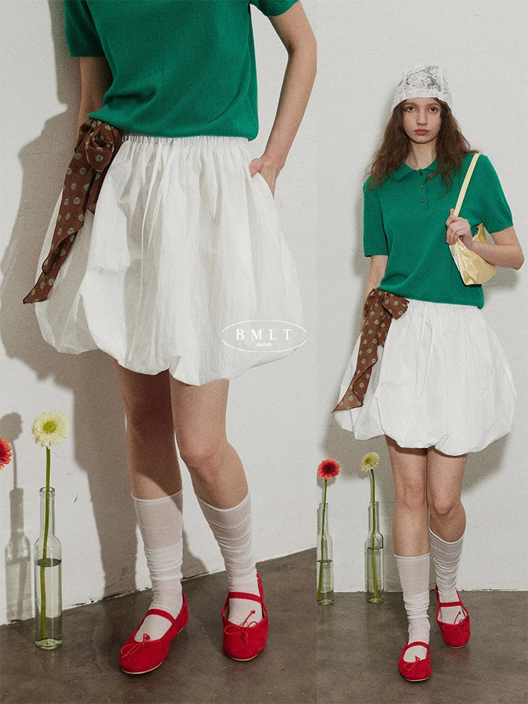 

BMLT Oil Paper Umbrella Casual Loose Women's Summer Flouffant f Skirt High Waist Cotton Korean Sle Commute