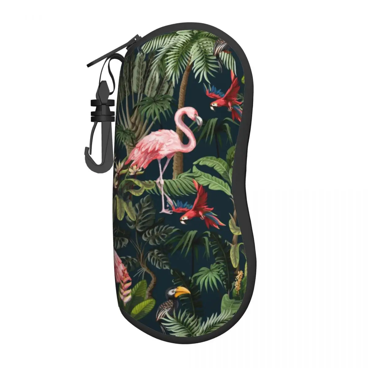 

Jungle Pattern With Toucan Flamingo And Parrot Shell Glasses Case Travel Tropical Bird Eyeglasses Case Sunglasses Protector Box